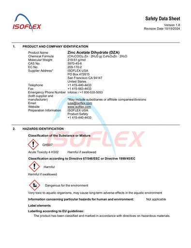 Zinc Acetate Dihydrate (DZA) IATA SP A197 (Rev 3)